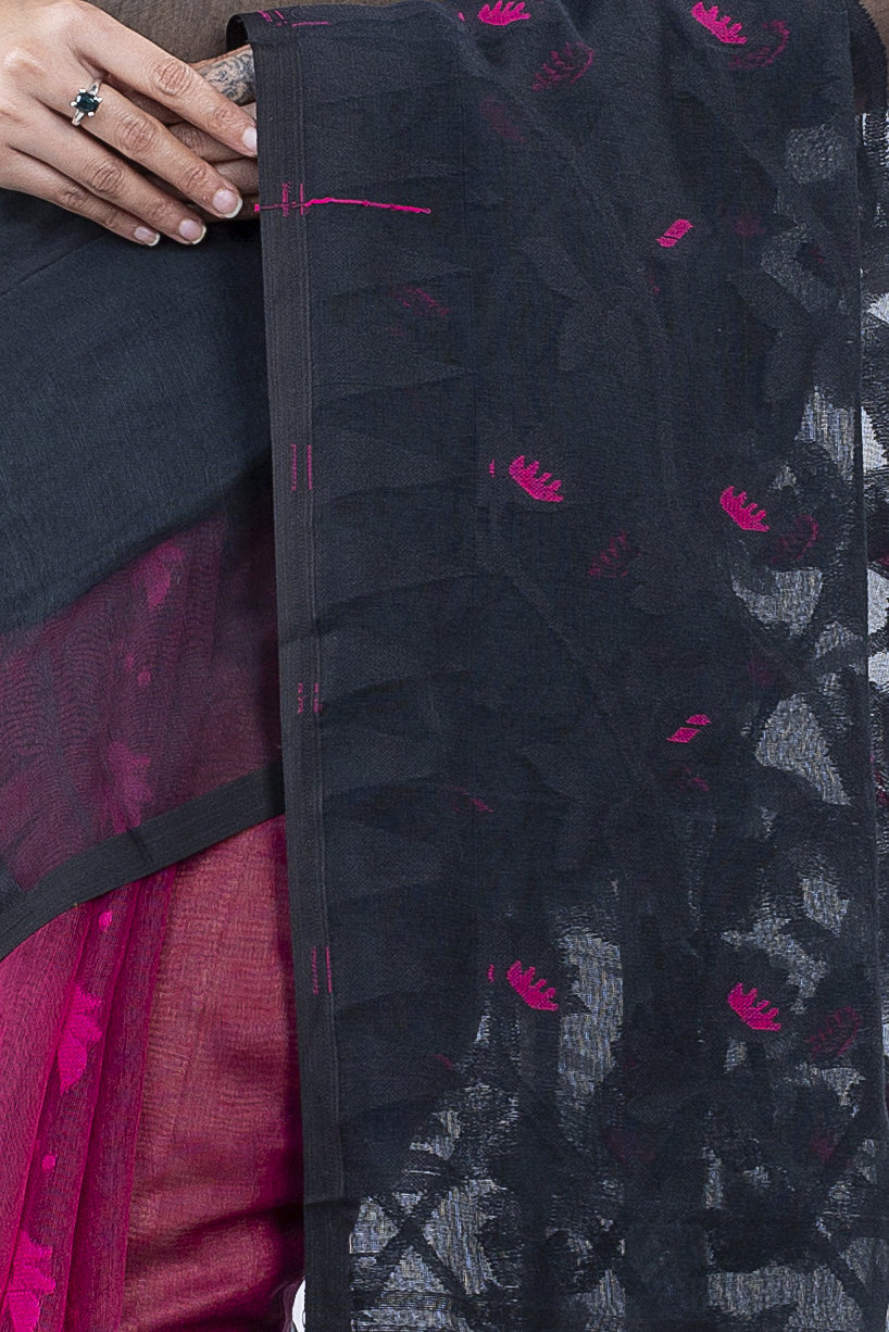 Black Rani Blended Cotton Moha_Jamdani Jamdani Saree (807)